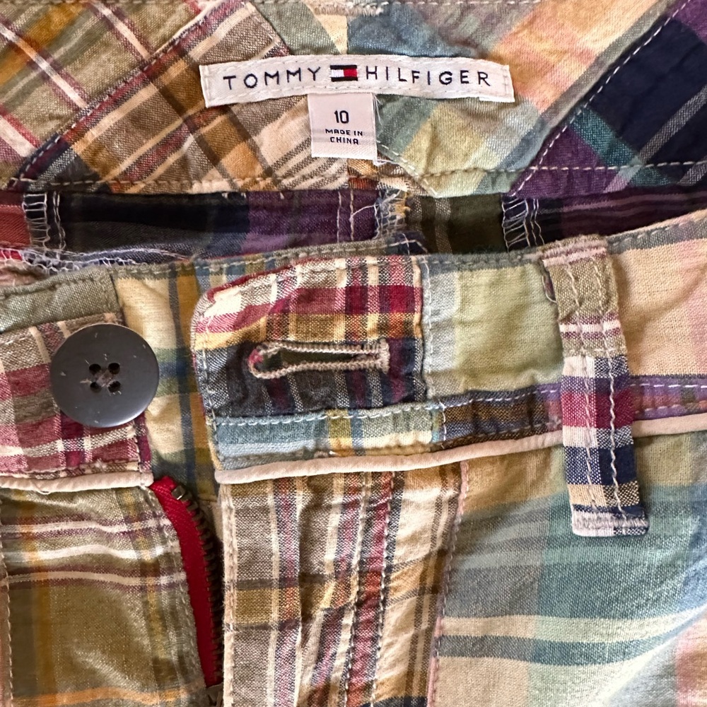 Tommy Hilfiger Patchwork Plaid Mini Skirt Size 10 Cotton Preppy Madras 2007 - Picture 10 of 11